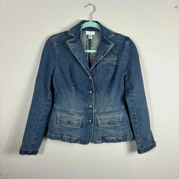 Ann Taylor Loft Denim Jean Vintage Jacket in blue size 2 - Picture 1 of 9